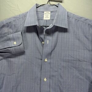 Brooks Brothers Dress Shirt Mens 16 35 Blue Check Button Up Cotton Regent Fit